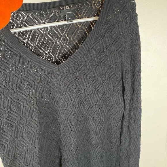 Talbots crochet bell sleeves V-neck top hippie bohemian whimsigoth size medium - Picture 4 of 9